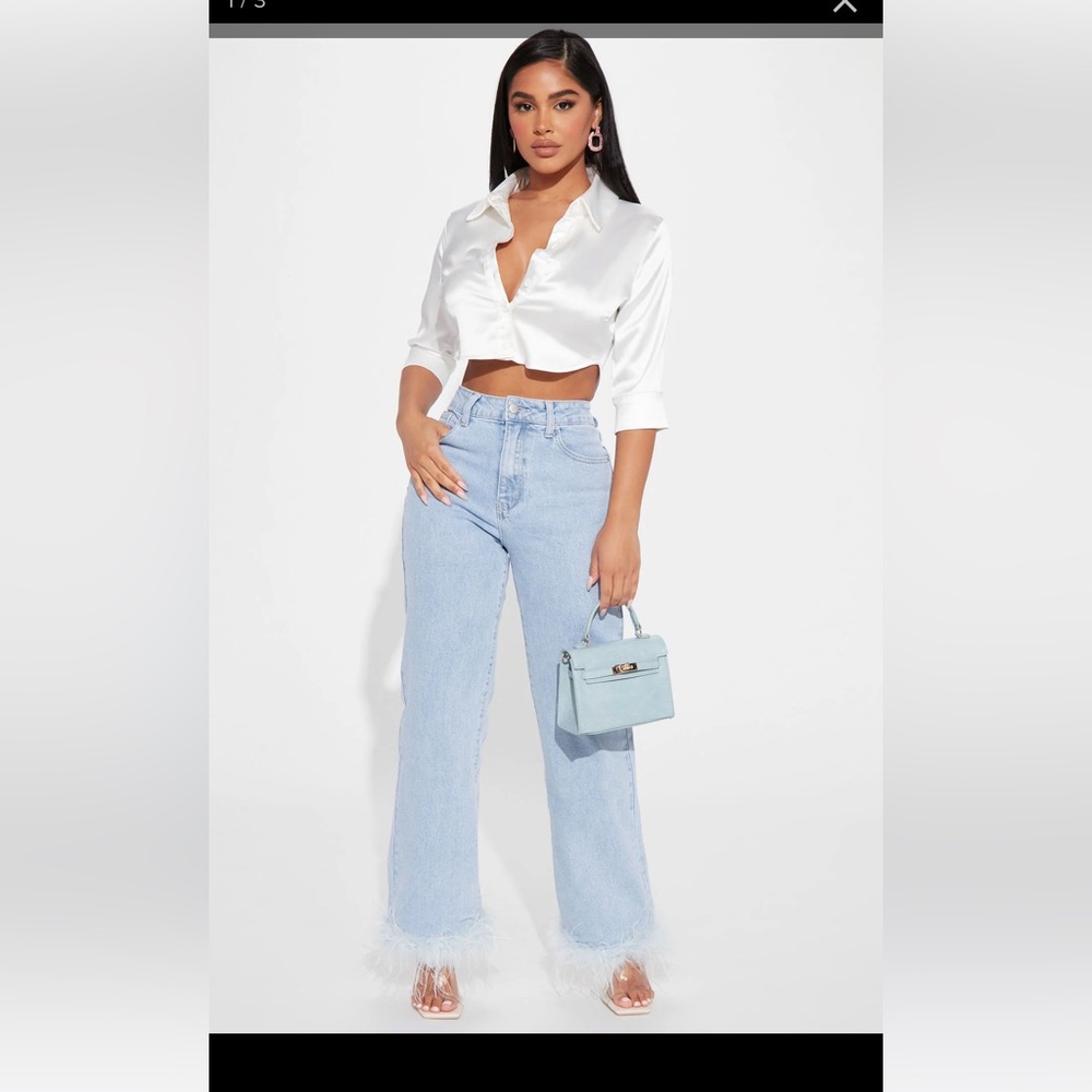 FEATHER TRIM JEANS